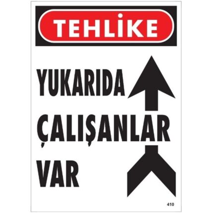 Tehlike Yukarıda  Çalışanlar  Var Uyarı Levhası