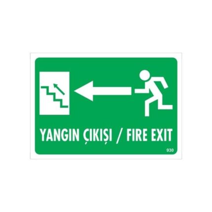 Yangın Çıkışı Sol Ok Uyarı Levhası