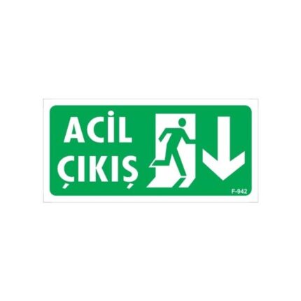 Acil Çıkış Uyarı Levhası Aşağı Ok