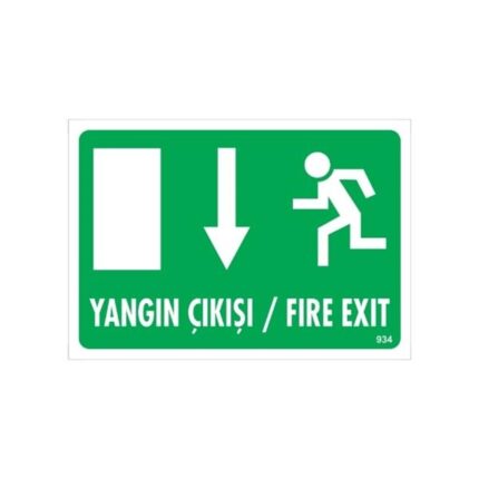Yangın Çıkışı Uyarı Levhası Aşağı Ok