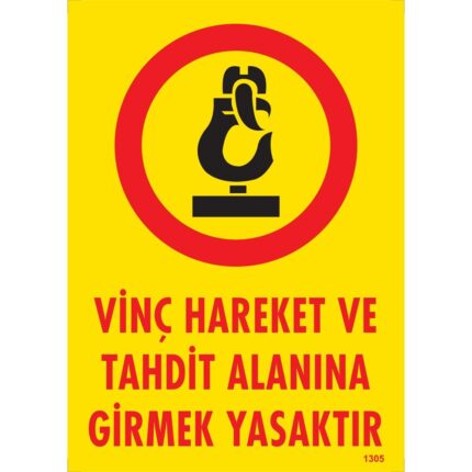 Vinç Hareket ve Tahdit Alanına Girmek Yasaktır Uyarı Levhası