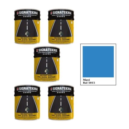 Mavi Yol Çizgi Boyası 25 Kg x 5'li Set – Alkid Esaslı RAL 5015