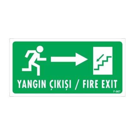 Yangın Çıkışı Merdiveni Sağ Ok Uyarı Levhası