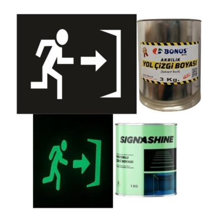 Acil Çıkış Boyama Şablonu ve Fosforlu Boya Seti