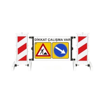 Dikkat Çalışma Var Sağa Yönlendirme Katlanır Uyarı Levhalı Yol Bariyeri
