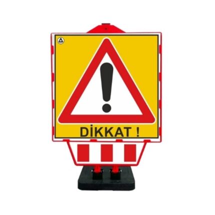 Dikkat Plastik Katlanır Uyarı Levhalı Bariyer