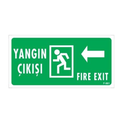 Yangın Çıkışı Sol Ok Uyarı Levhası