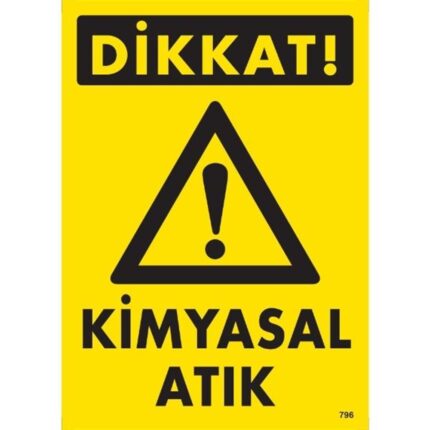Dikkat Kimyasal Atık Uyarı Levhası