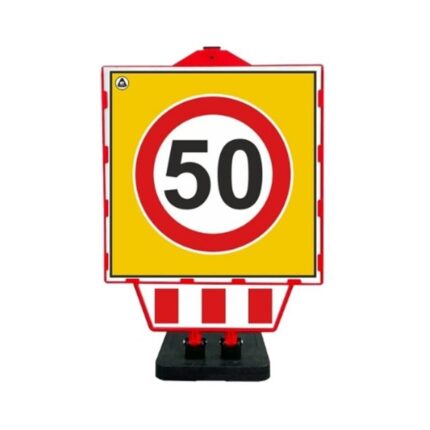 Hız Sınırı 50 km Uyarı Levhalı Plastik Katlanır Uyarı Levhalı Bariyer