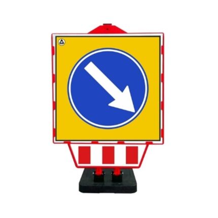 Sağa Yönlendirme Plastik Katlanır Uyarı Levhalı Bariyer