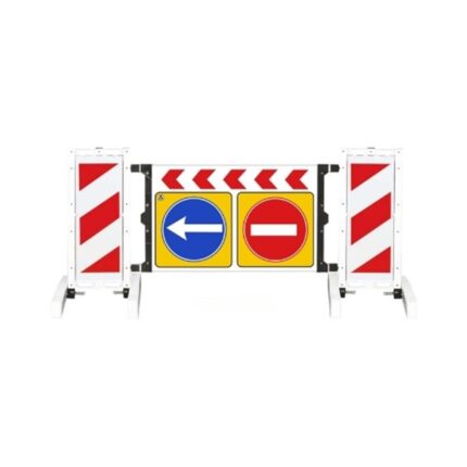 Sola Mecburi Yönlendirme Katlanır Uyarı Levhalı Yol Bariyeri