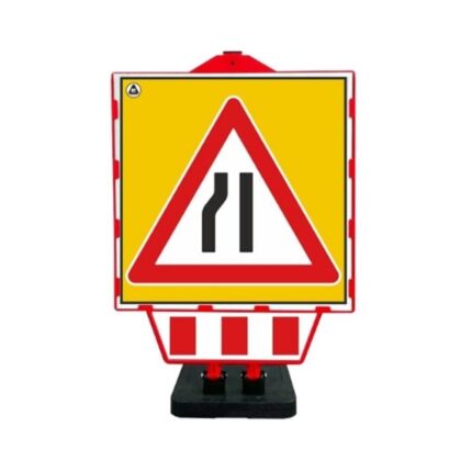 Soldan Daralan Yol Plastik Katlanır Uyarı Levhalı Bariyer